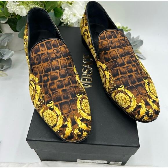 Men\'s Versace BAROCCO print silk loafers\'s size 45 made in Italy main image 12